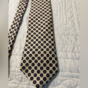 John Henry Yellow Floral Geometric 100% Silk Made In USA Men’s Tie